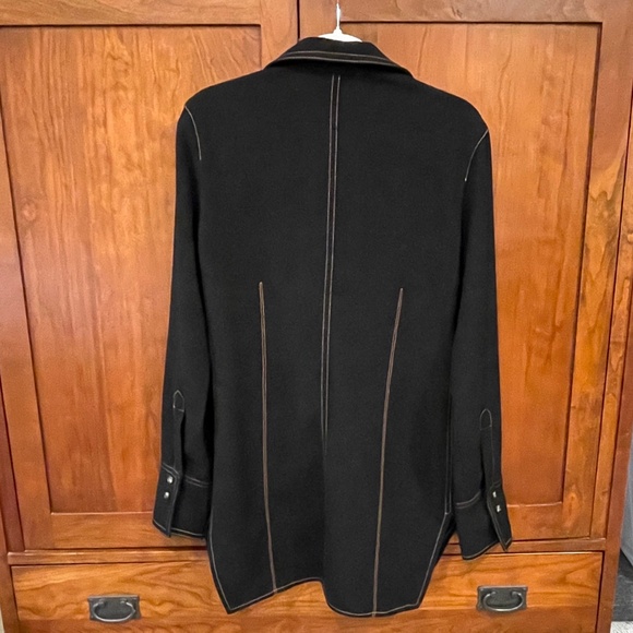 ✨ Nanushka "Ong" Black Contrast Stitch Dagger Collar Shirt ✨ Size Med EUC $467 - Picture 8 of 10